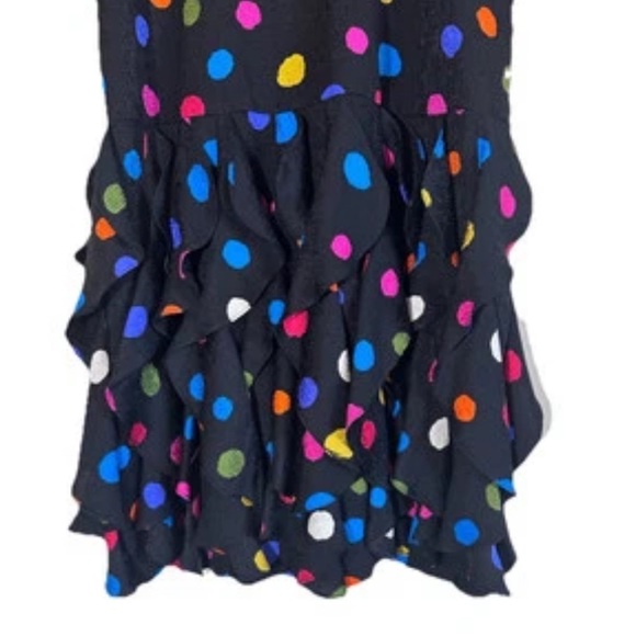 Gillian 100% Silk Vintage 80’s polka dot Ruffle midi Dolman sleeve dress size8 - Picture 6 of 13